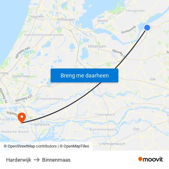 Harderwijk to Binnenmaas map