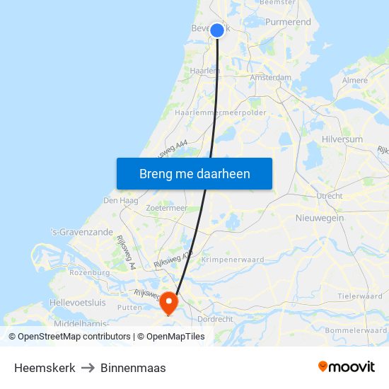 Heemskerk to Binnenmaas map