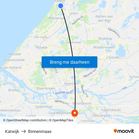 Katwijk to Binnenmaas map