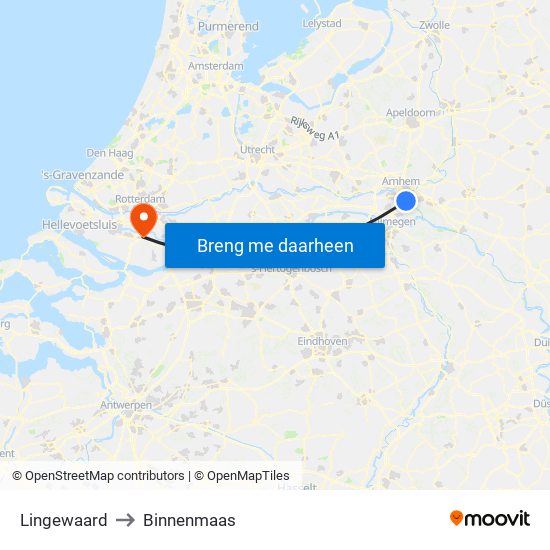 Lingewaard to Binnenmaas map