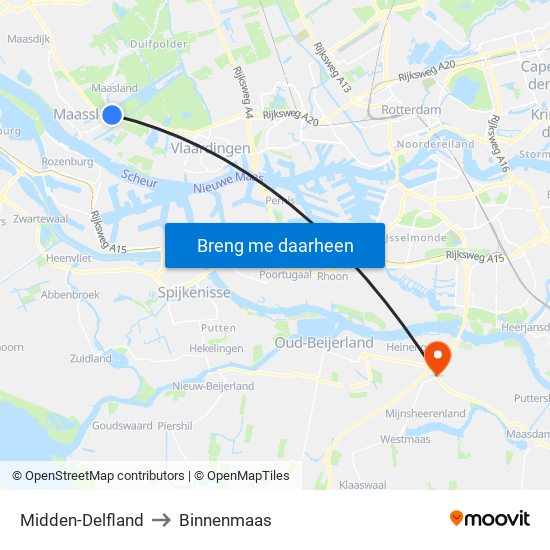 Midden-Delfland to Binnenmaas map