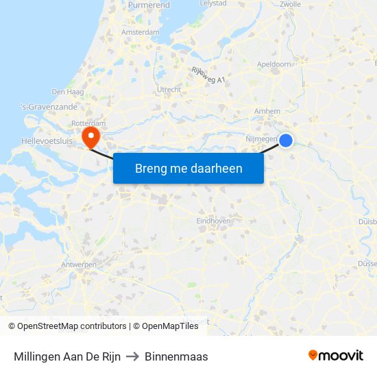 Millingen Aan De Rijn to Binnenmaas map