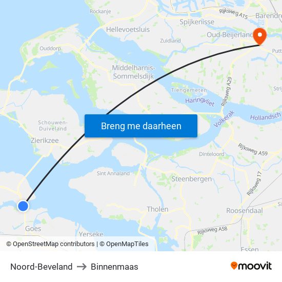 Noord-Beveland to Binnenmaas map