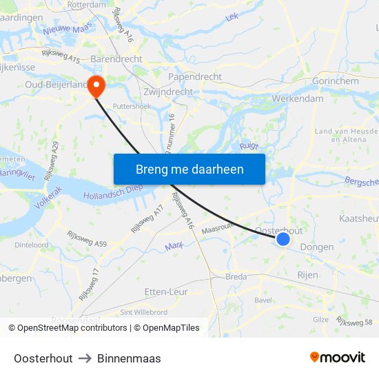 Oosterhout to Binnenmaas map