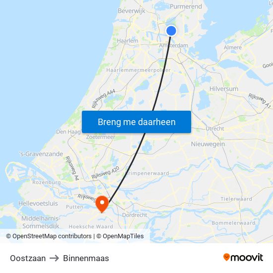 Oostzaan to Binnenmaas map