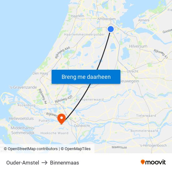 Ouder-Amstel to Binnenmaas map