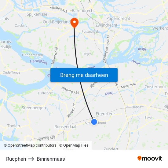 Rucphen to Binnenmaas map