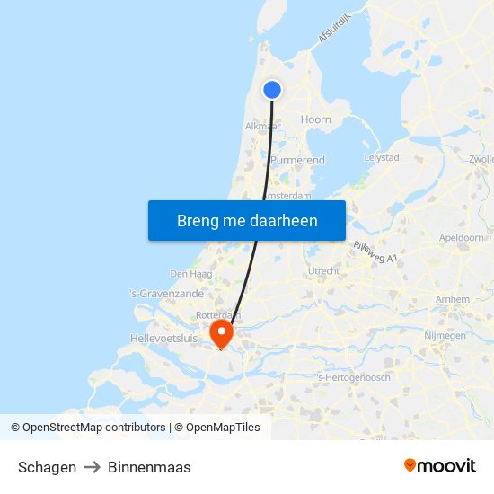 Schagen to Binnenmaas map