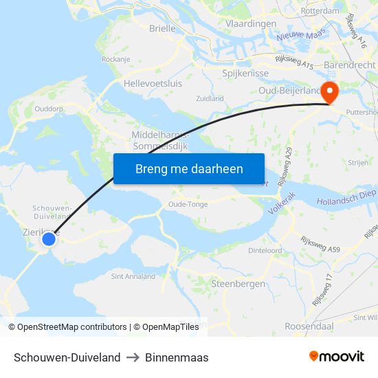 Schouwen-Duiveland to Binnenmaas map