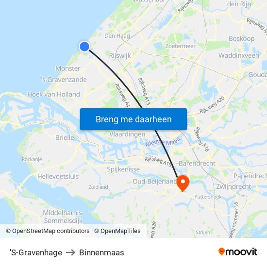 'S-Gravenhage to Binnenmaas map