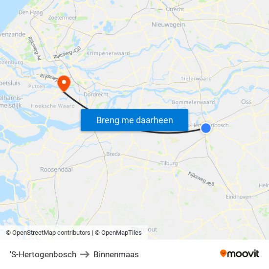'S-Hertogenbosch to Binnenmaas map
