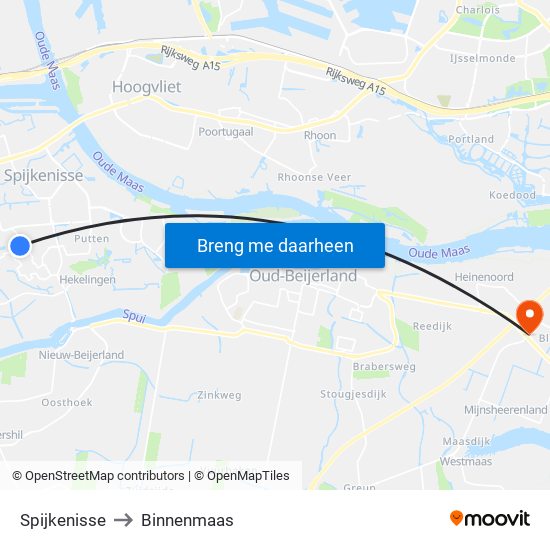 Spijkenisse to Binnenmaas map