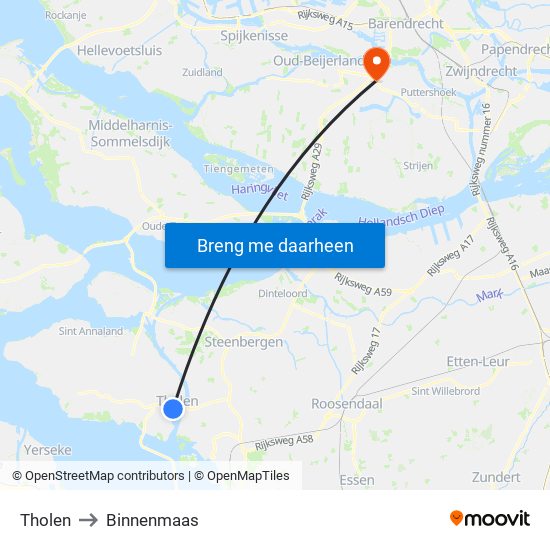 Tholen to Binnenmaas map