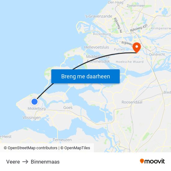 Veere to Binnenmaas map