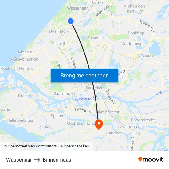 Wassenaar to Binnenmaas map