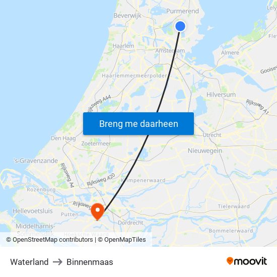 Waterland to Binnenmaas map