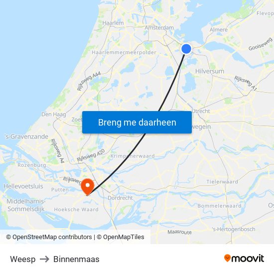 Weesp to Binnenmaas map