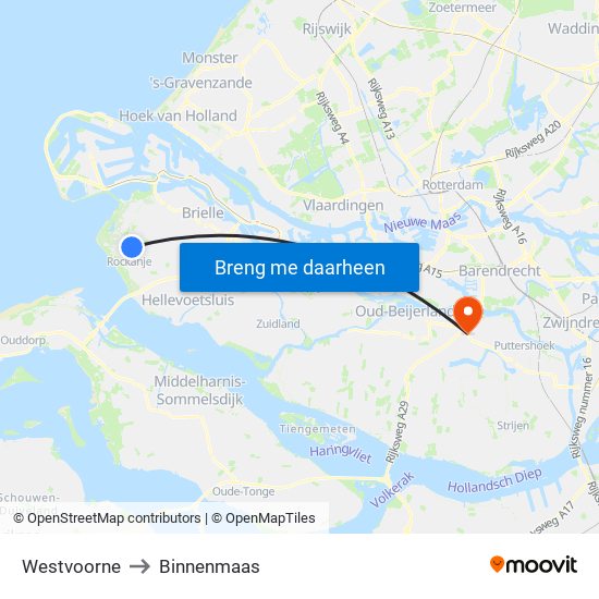 Westvoorne to Binnenmaas map