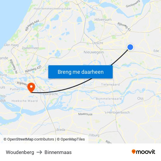 Woudenberg to Binnenmaas map
