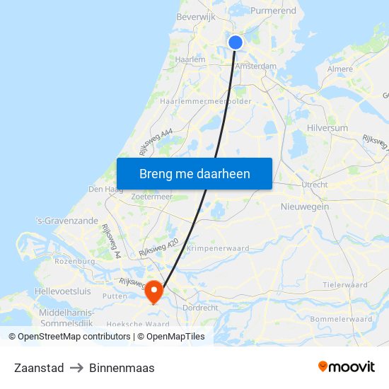 Zaanstad to Binnenmaas map