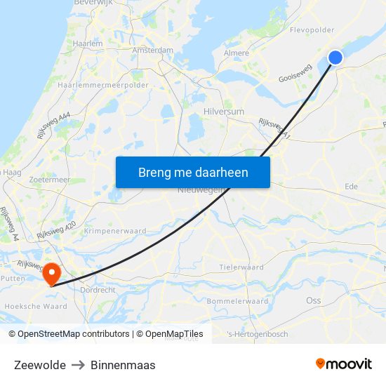 Zeewolde to Binnenmaas map