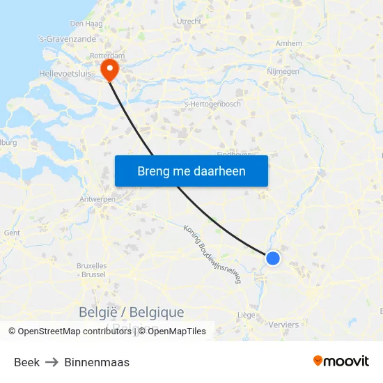 Beek to Binnenmaas map