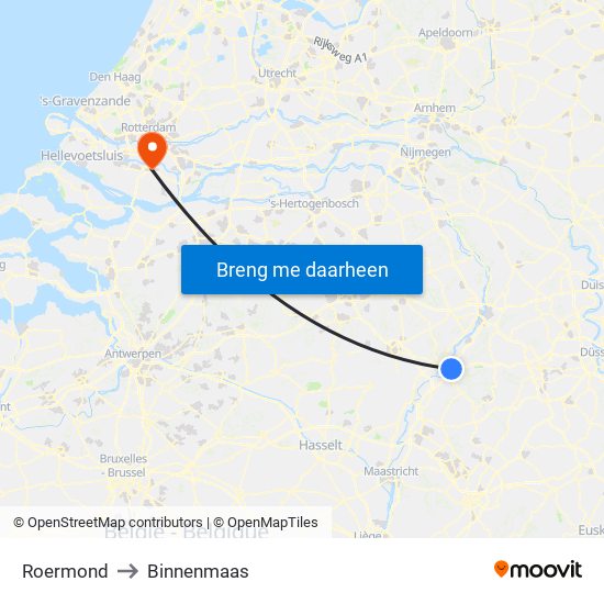 Roermond to Binnenmaas map