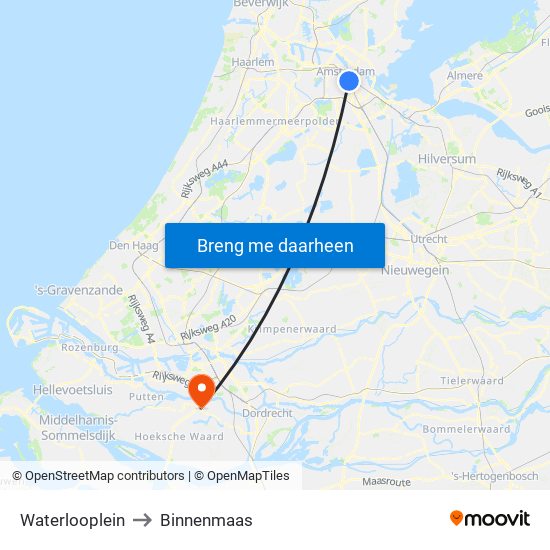 Waterlooplein to Binnenmaas map