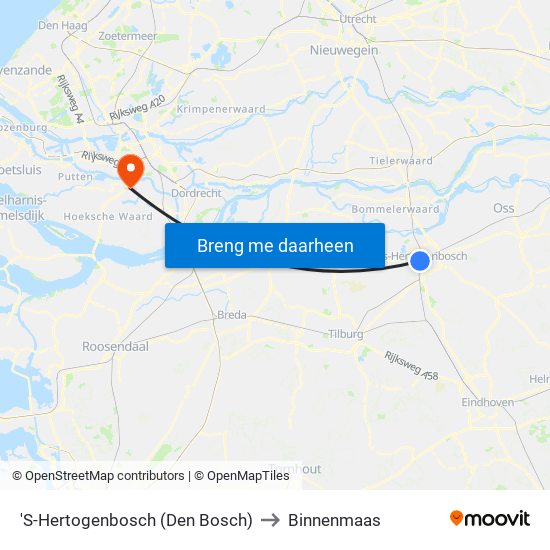'S-Hertogenbosch (Den Bosch) to Binnenmaas map