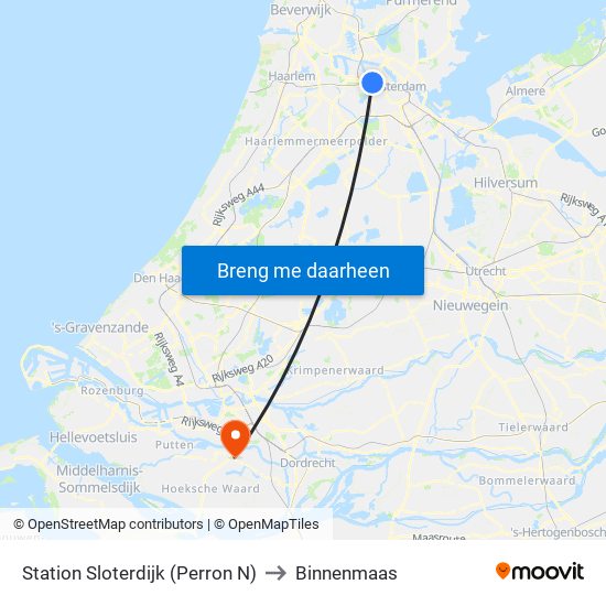 Station Sloterdijk (Perron N) to Binnenmaas map