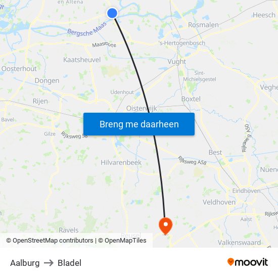 Aalburg to Bladel map