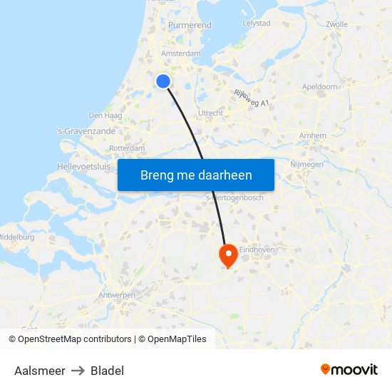 Aalsmeer to Bladel map