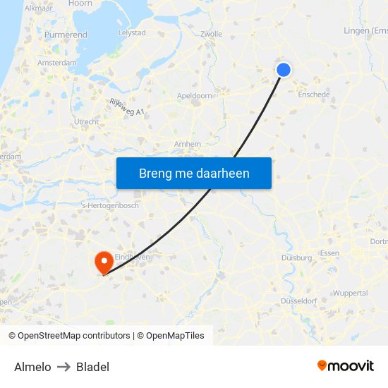 Almelo to Bladel map