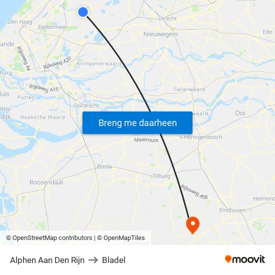Alphen Aan Den Rijn to Bladel map