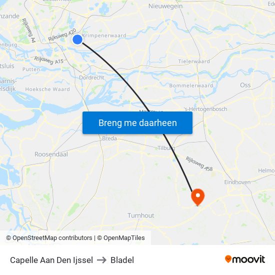 Capelle Aan Den Ijssel to Bladel map