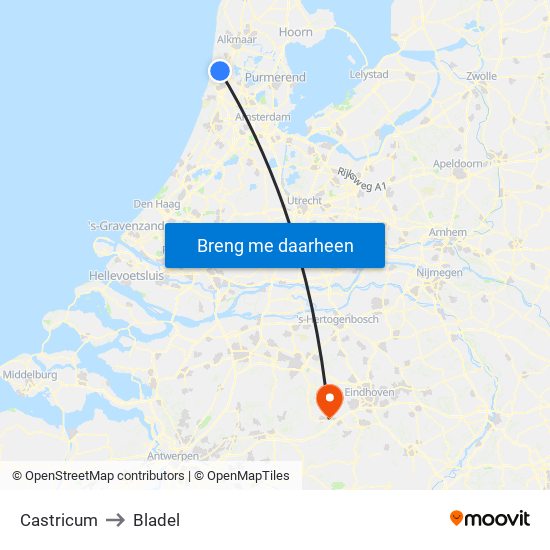 Castricum to Bladel map