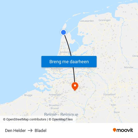 Den Helder to Bladel map