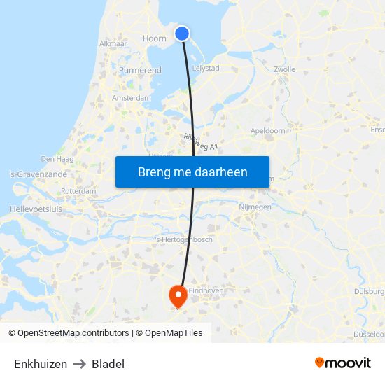 Enkhuizen to Bladel map