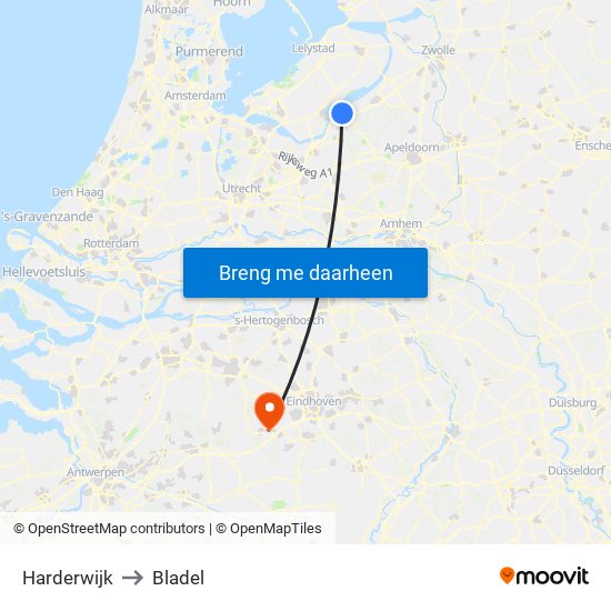 Harderwijk to Bladel map