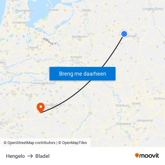 Hengelo to Bladel map