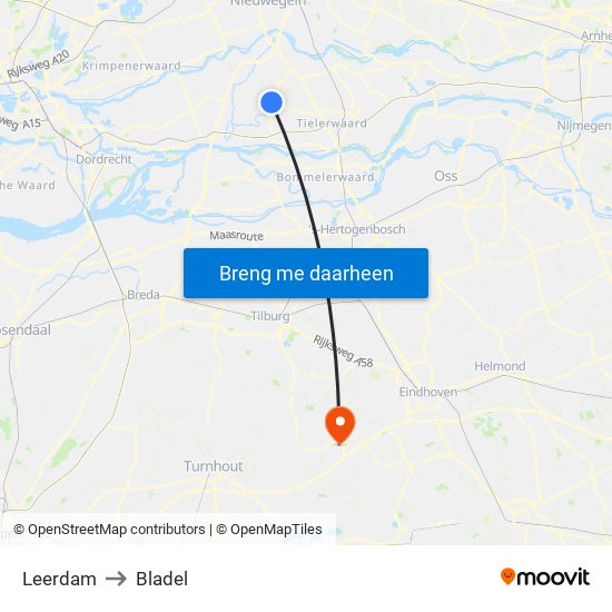 Leerdam to Bladel map