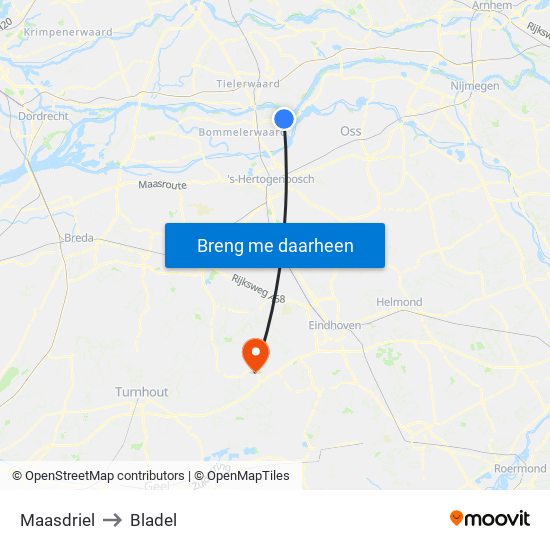 Maasdriel to Bladel map