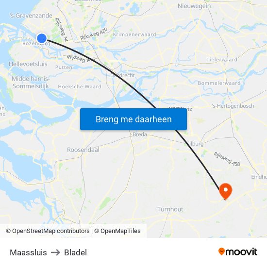 Maassluis to Bladel map