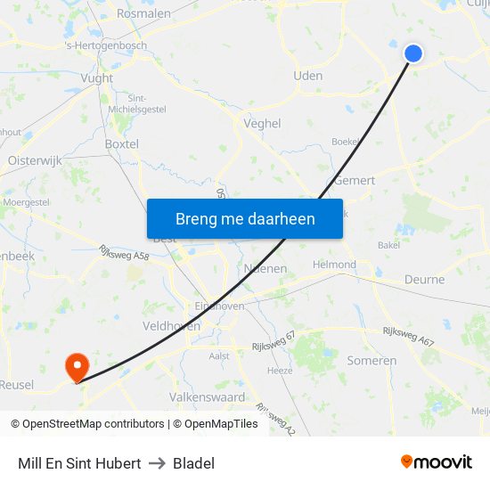 Mill En Sint Hubert to Bladel map