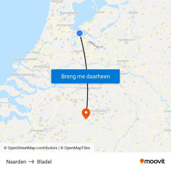 Naarden to Bladel map