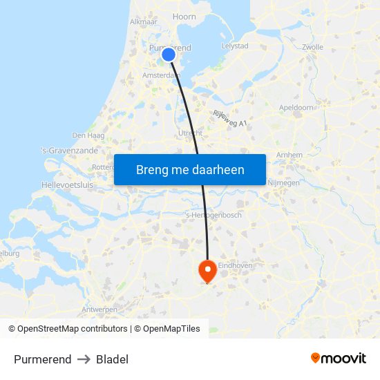 Purmerend to Bladel map