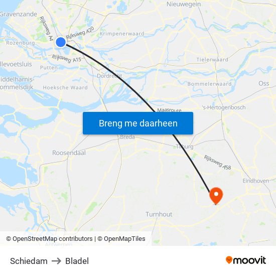 Schiedam to Bladel map