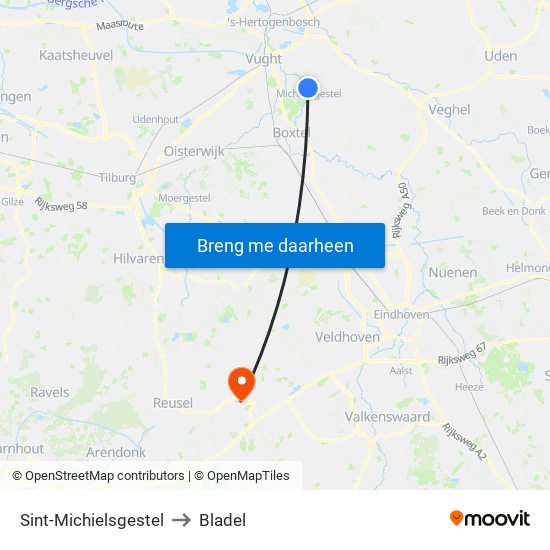 Sint-Michielsgestel to Bladel map