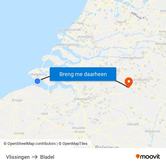 Vlissingen to Bladel map