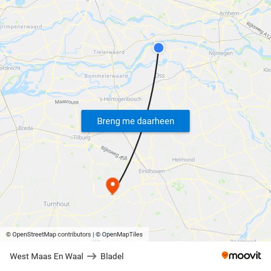 West Maas En Waal to Bladel map